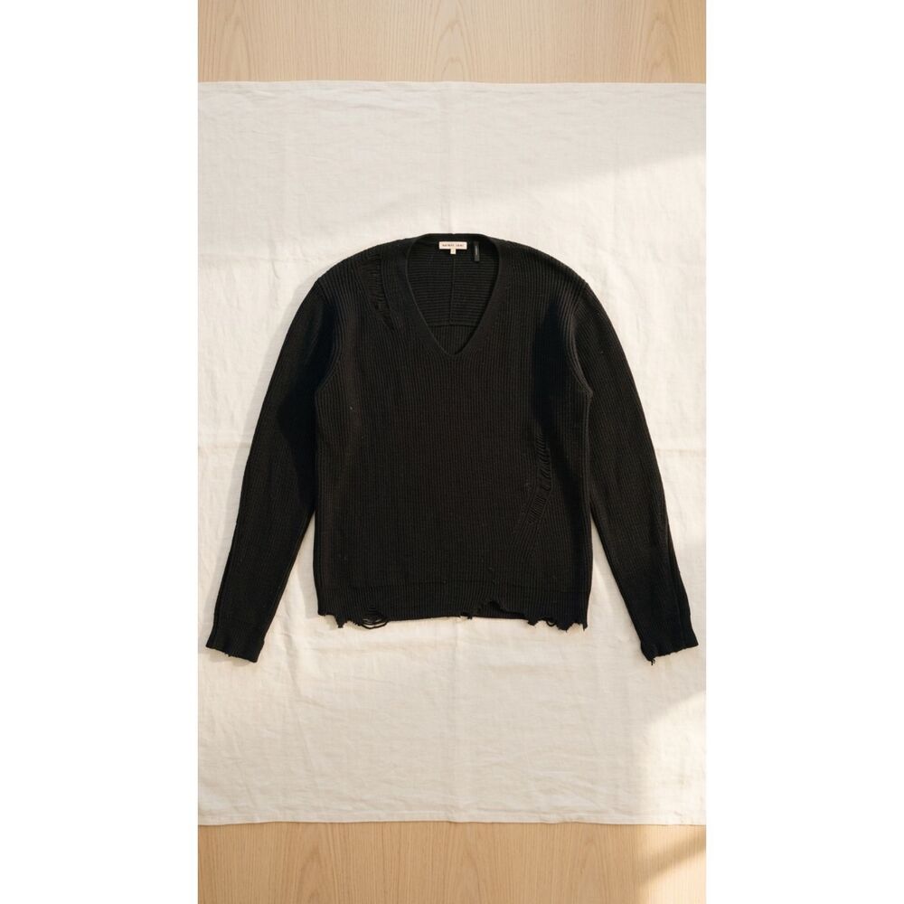 Archival Helmut Lang Oversized Black Sweater Ragged Knit Size S